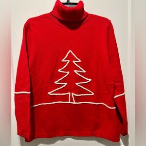 Liz Claiborne red Christmas tree sweater Large